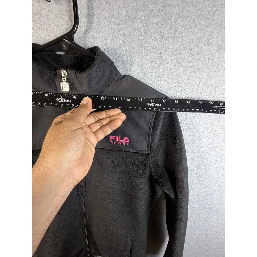 Fila Sport Jacket Girls 16 Black Fleece Full Zip Mock Neck Casual Winter